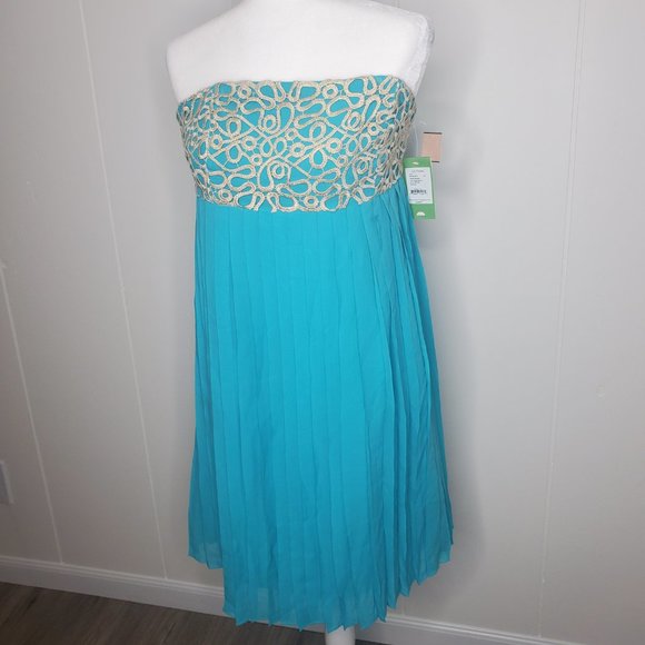 LILLY PULITZER SEA BLUE JILLIE CHIFFON STRAPLESS DRESS Woman's SIZE 10 - Picture 2 of 15